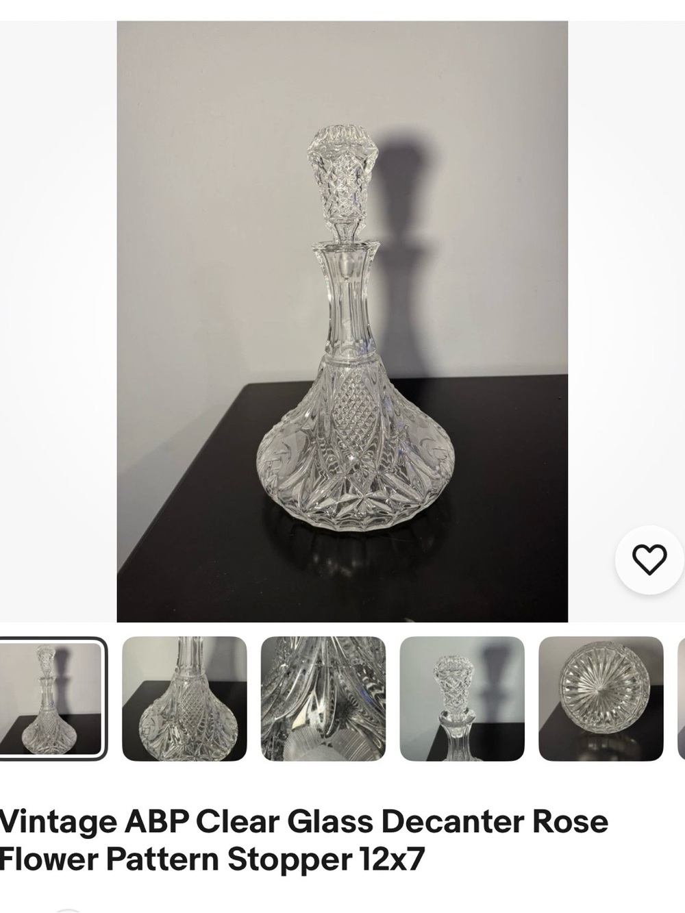 Clear Cut Glass Decanter with Floral Stopper
